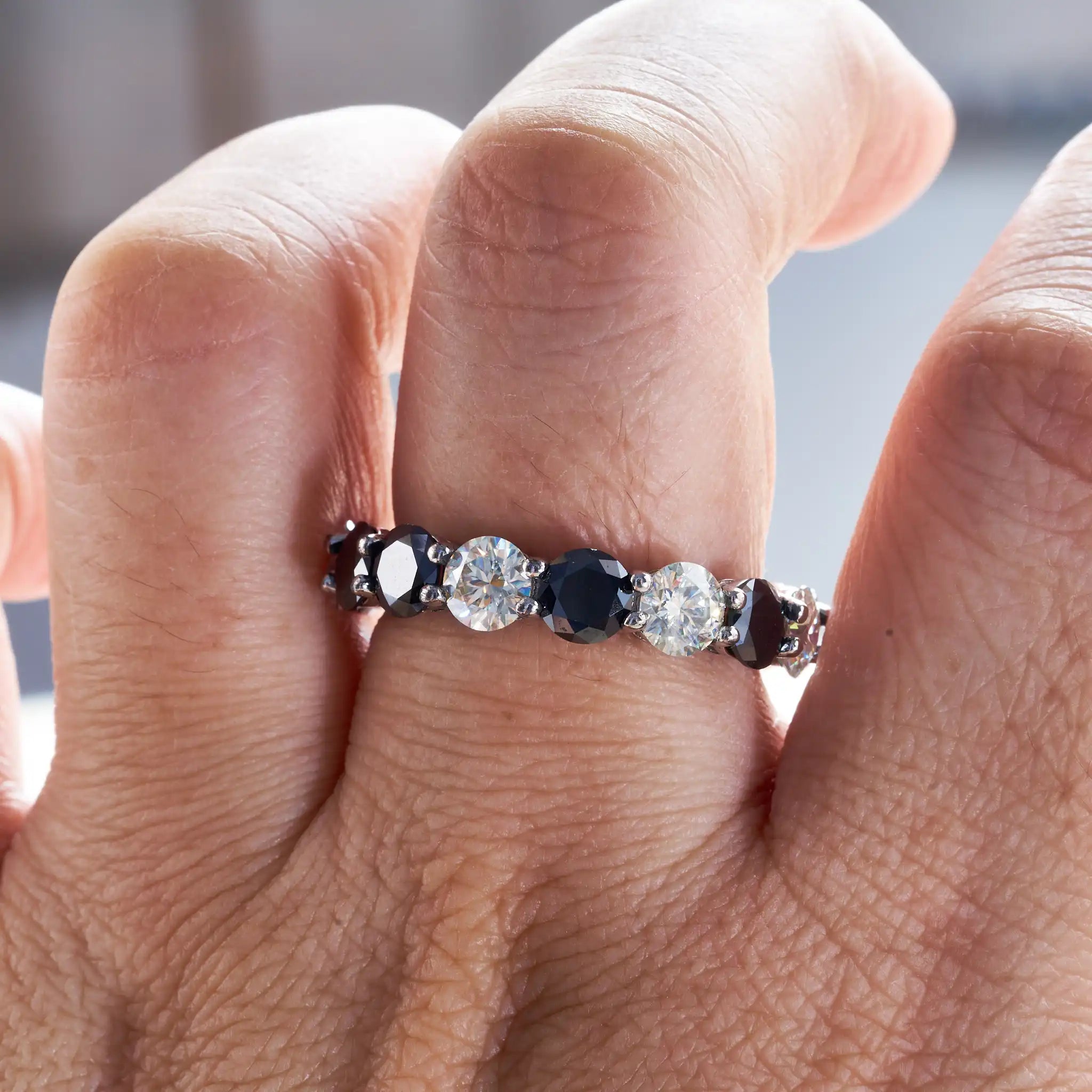 Black White Moissanite Ring