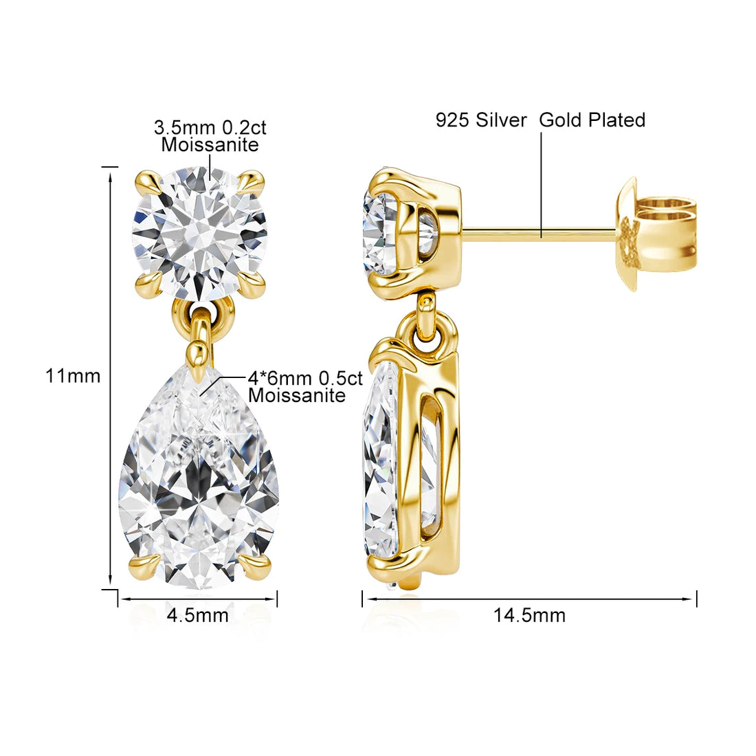 Pear Moissanite Earrings