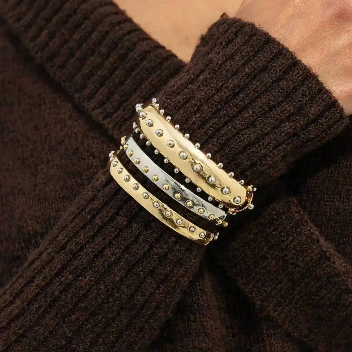 Layered Geometric Bracelet Set