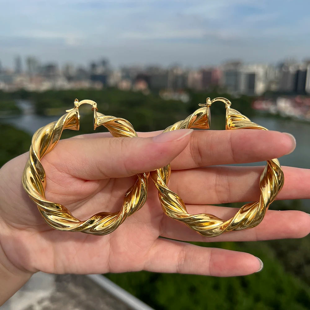 Twisted Gold Hoops
