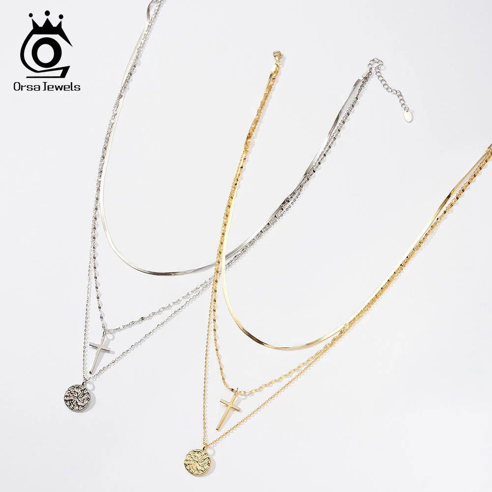 Layered Cross Necklace