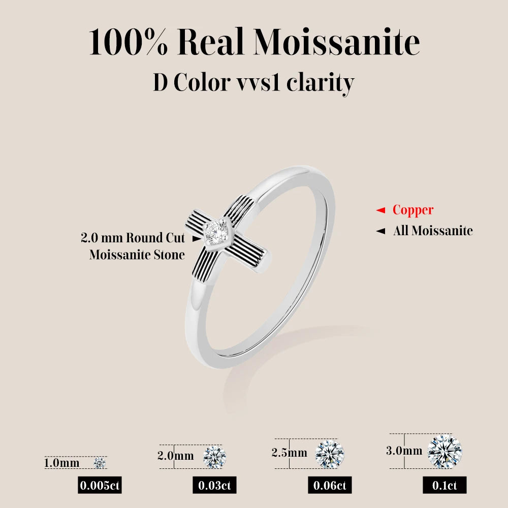 Tiny Cross Moissanite Ring