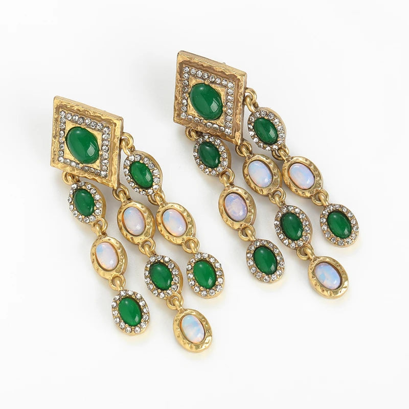 Green Tassel Earrings