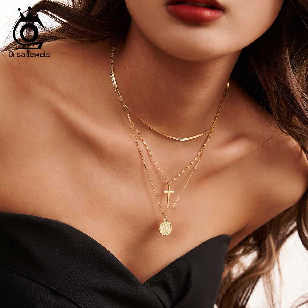 Layered Cross Necklace