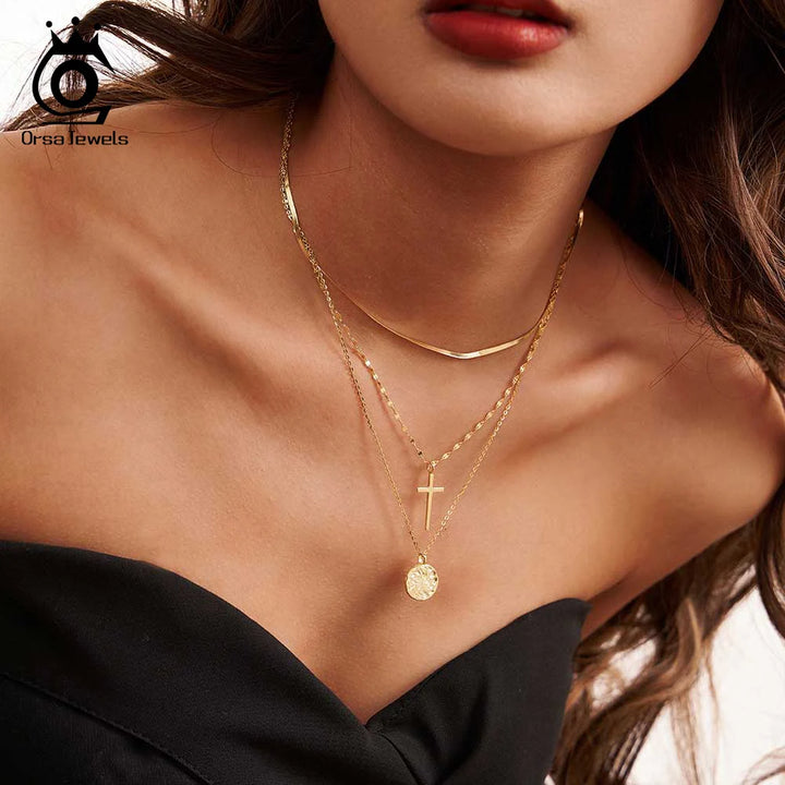 Layered Cross Necklace