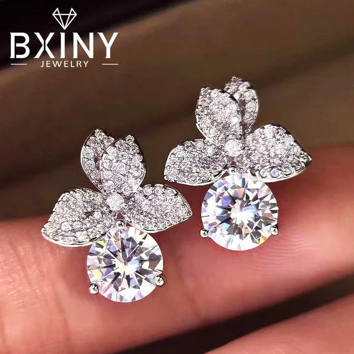 Flower Moissanite Studs
