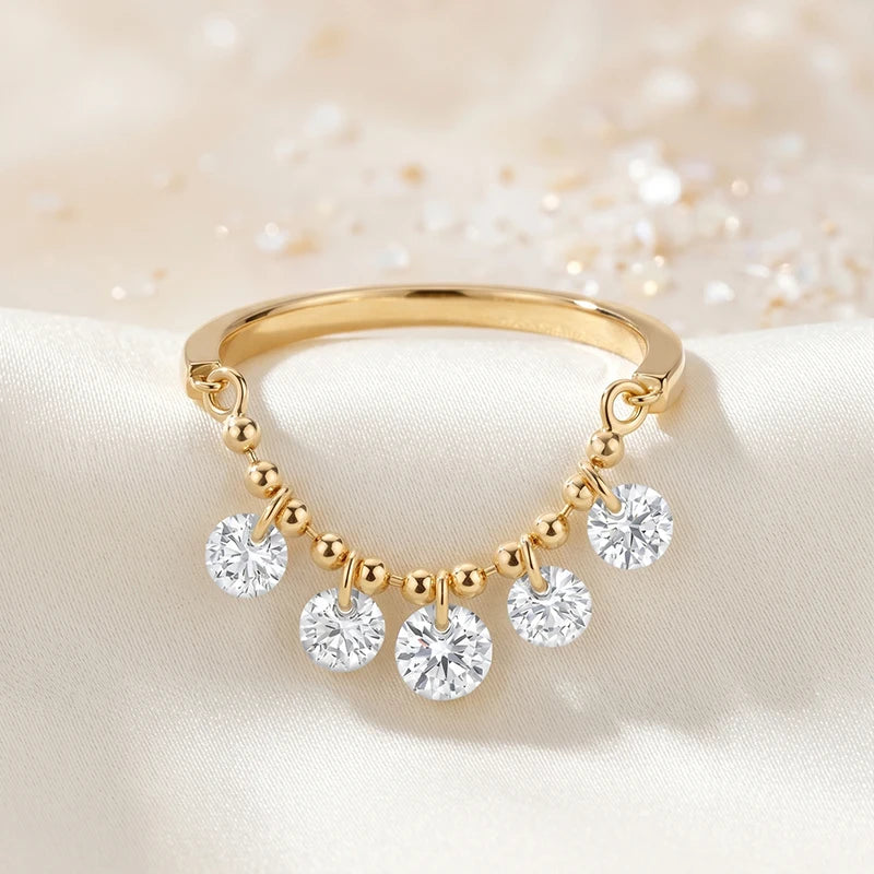 Beaded Moissanite Ring
