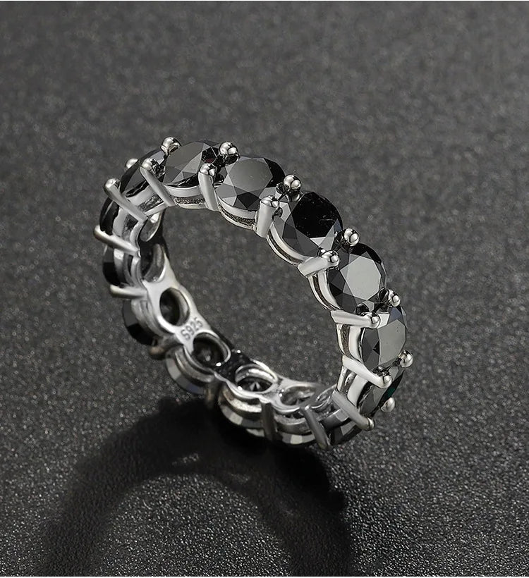 Black White Moissanite Ring