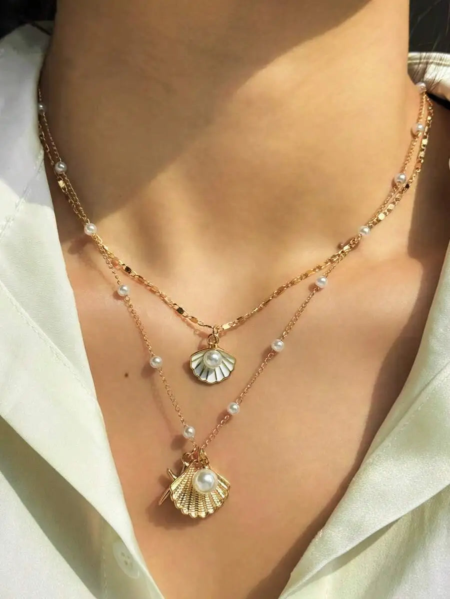 Shell Starfish Necklace Set