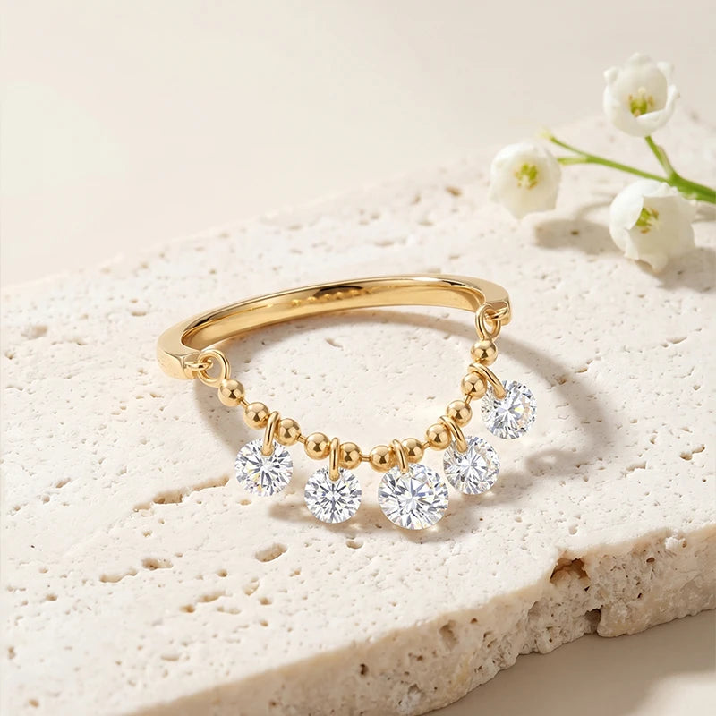 Beaded Moissanite Ring