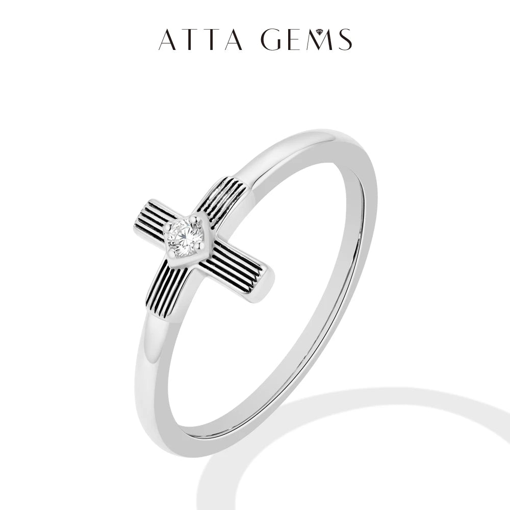 Tiny Cross Moissanite Ring