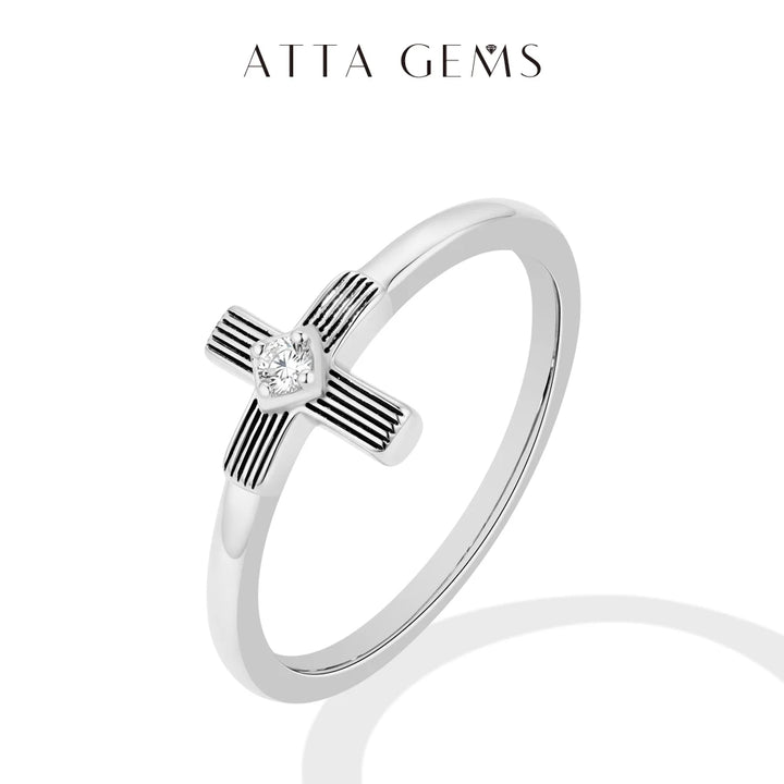 Tiny Cross Moissanite Ring