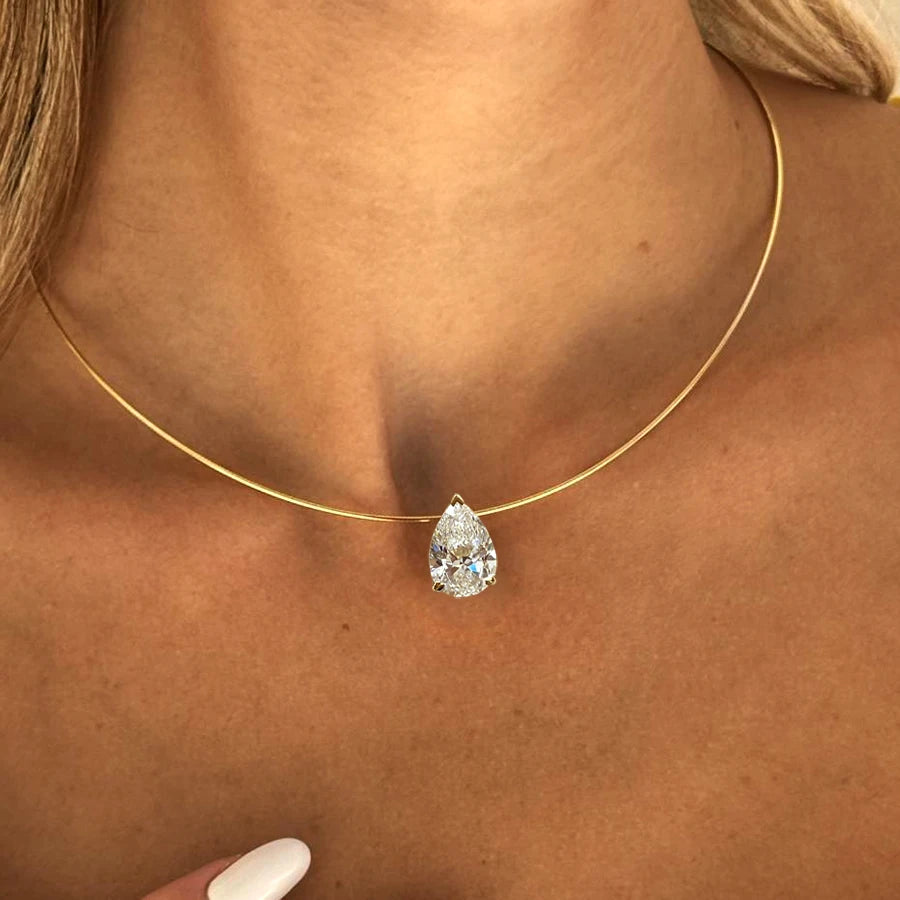 Pear Moissanite Choker