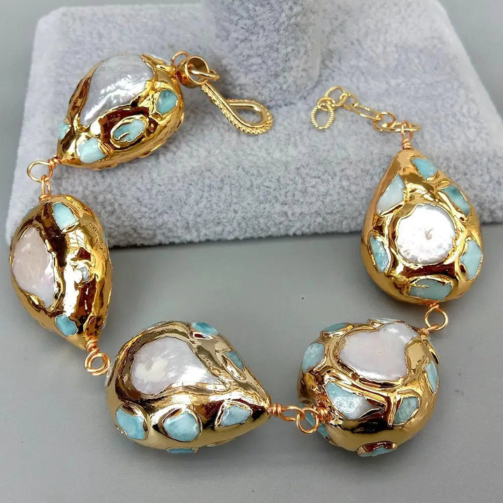 Larimar Pearl Wrap Bracelet