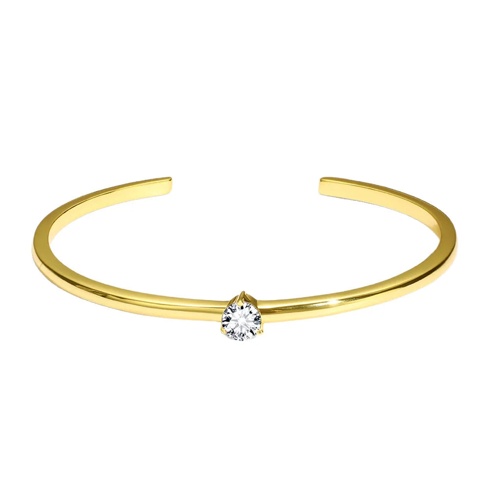 Gold Zircon Open Bracelet