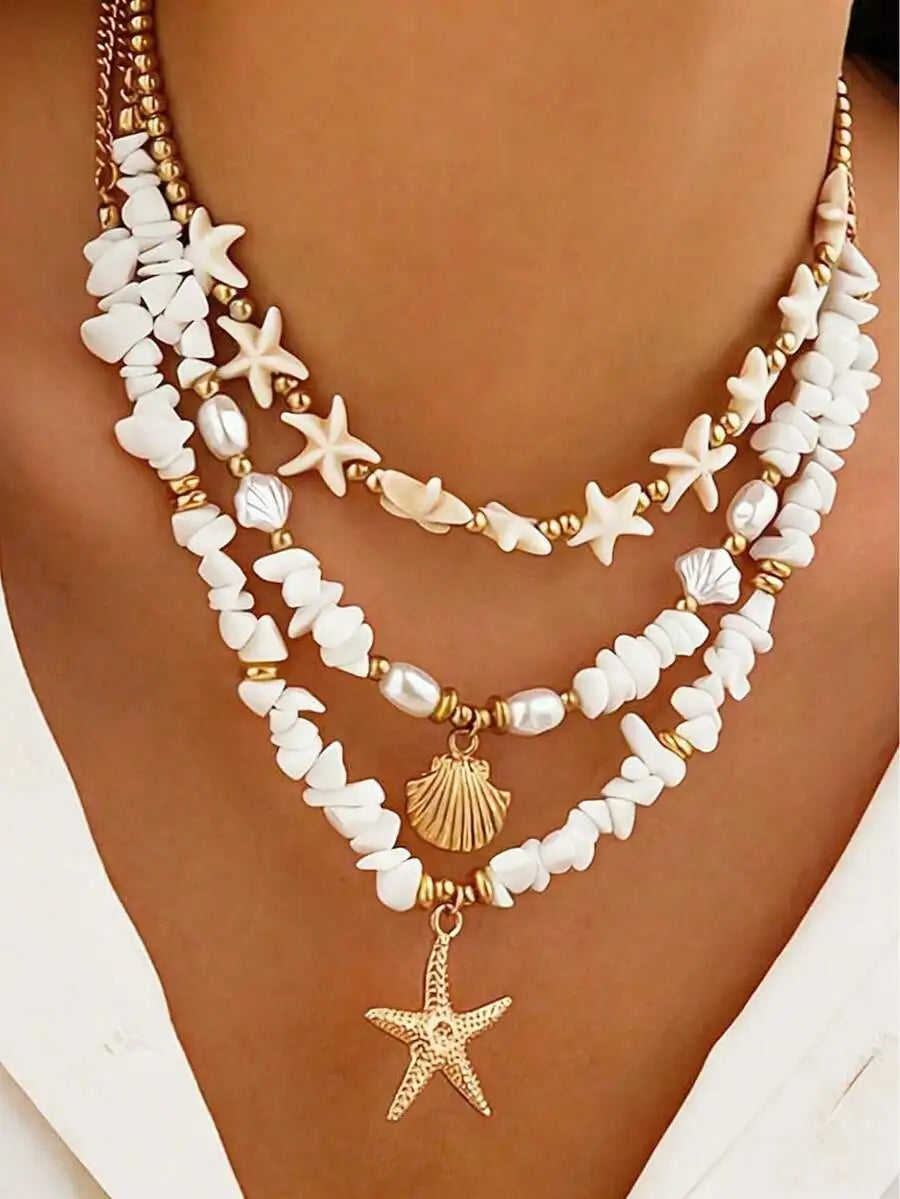 Shell Starfish Necklace Set