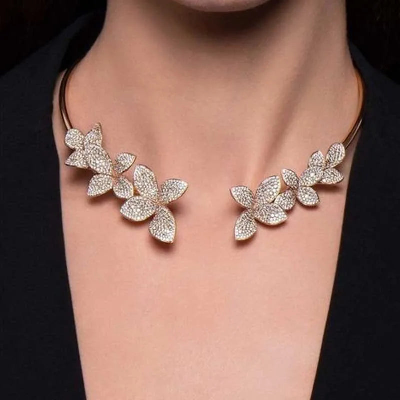 Floral Rhinestone Choker