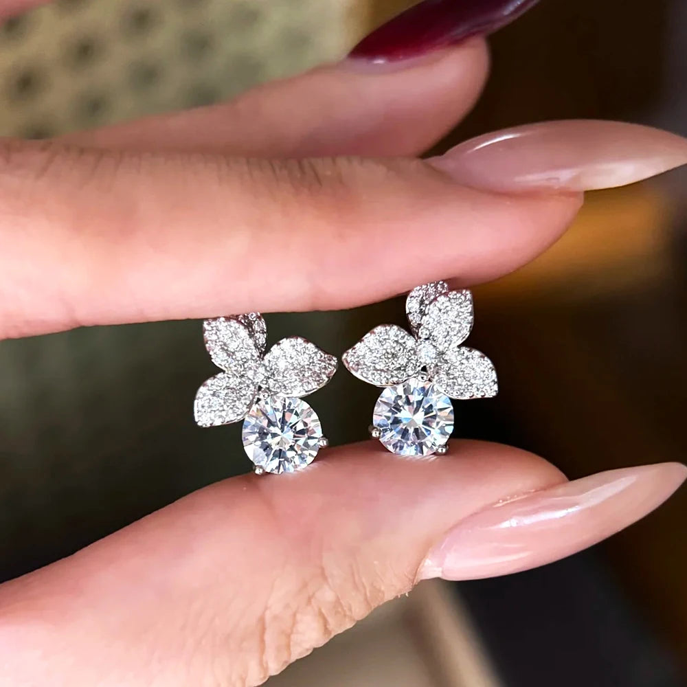 Flower Moissanite Studs