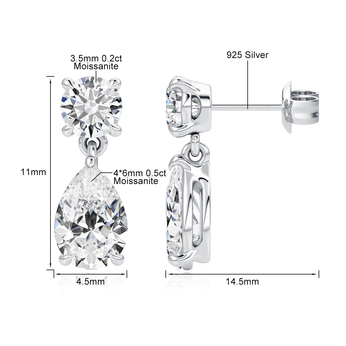 Pear Moissanite Earrings