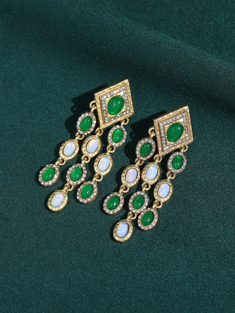 Green Tassel Earrings