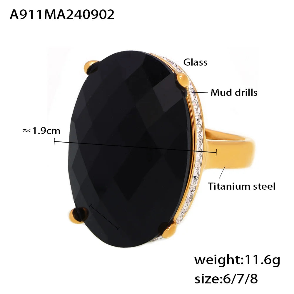 Oval Crystal Ring