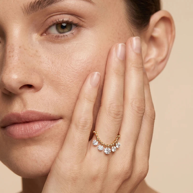 Beaded Moissanite Ring
