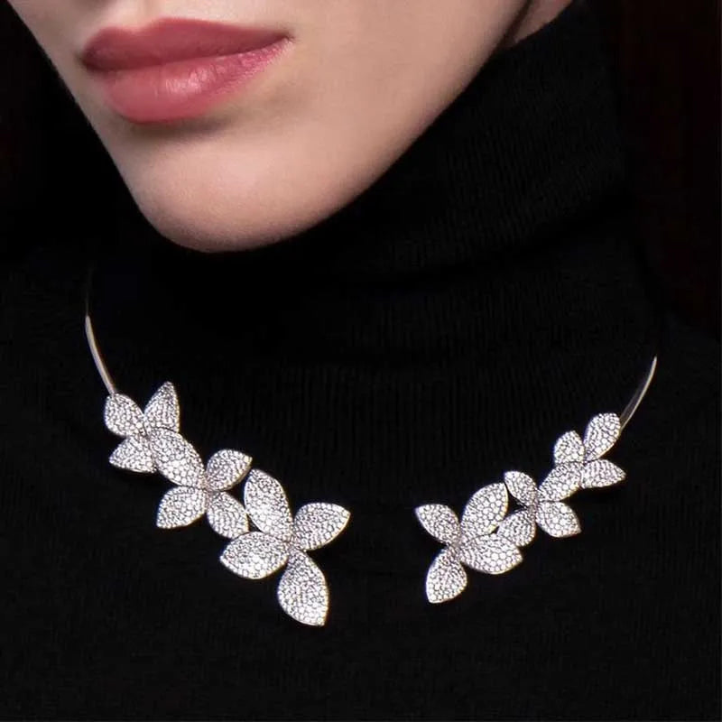 Floral Rhinestone Choker