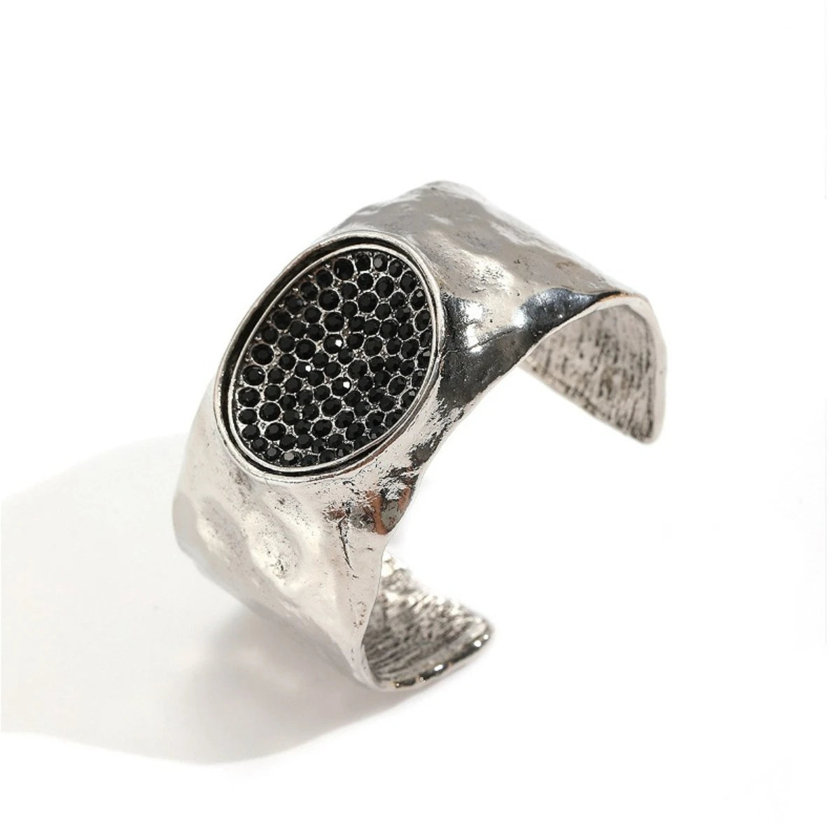Hammered Rhinestone Cuff Bracelet