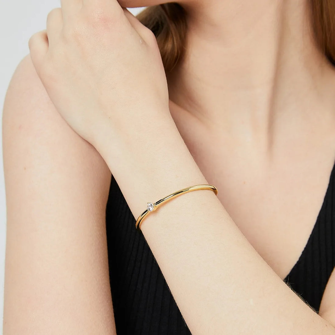 Gold Zircon Open Bracelet