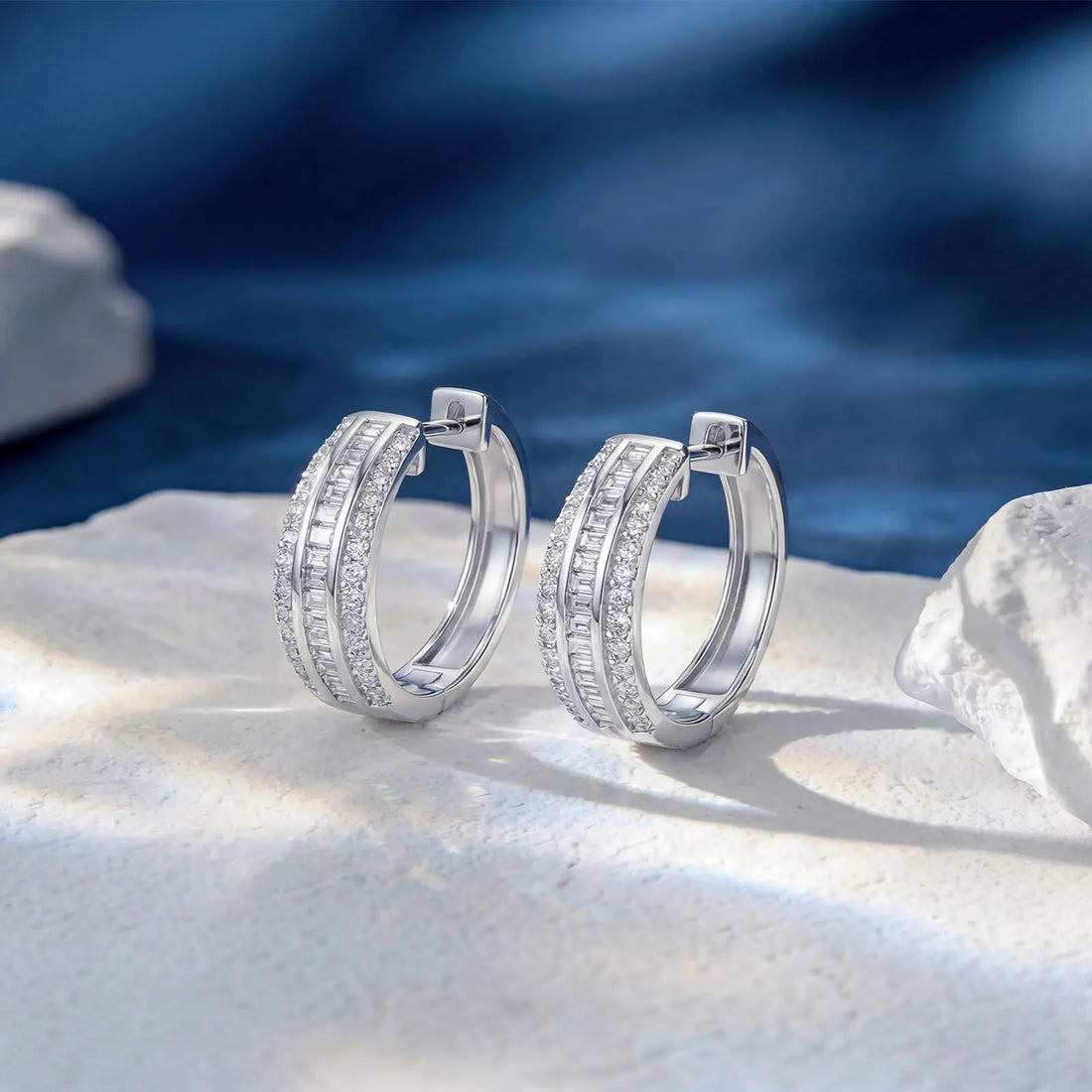 Emerald Moissanite Hoops