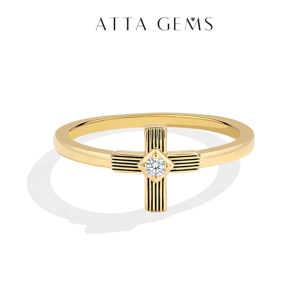 Tiny Cross Moissanite Ring
