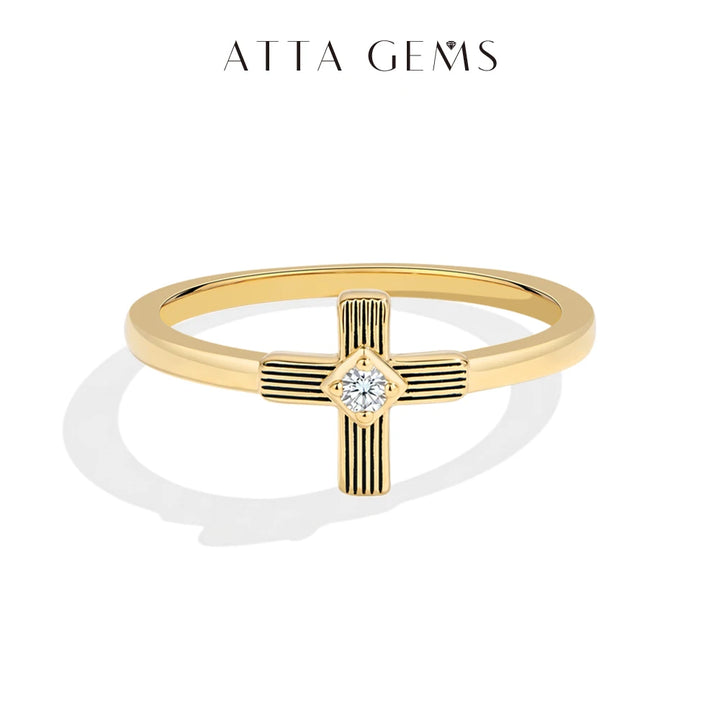 Tiny Cross Moissanite Ring