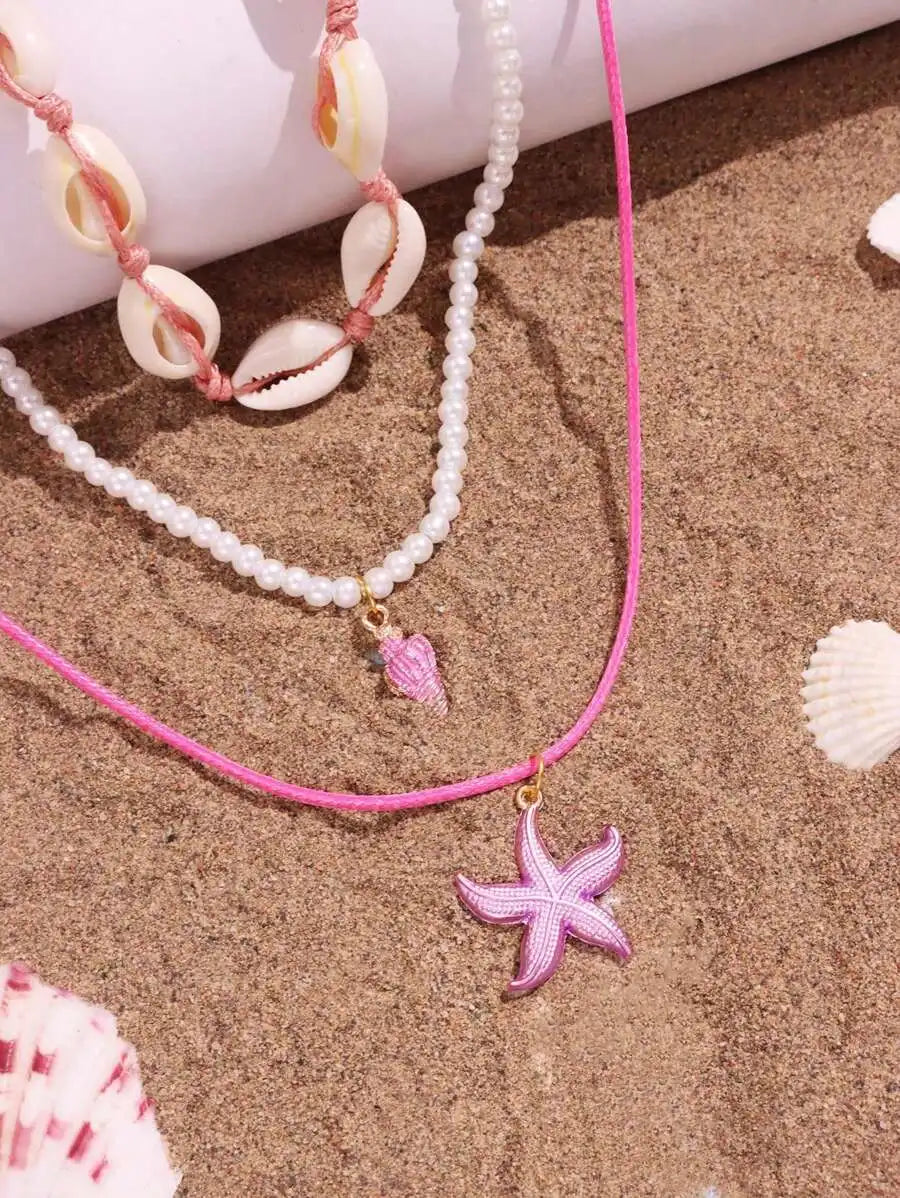 Shell Starfish Necklace Set