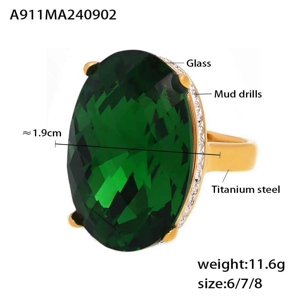 Oval Crystal Ring