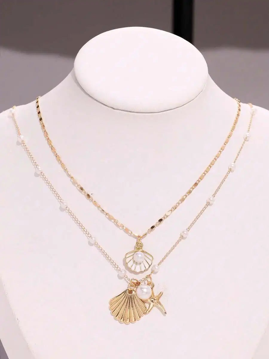 Shell Starfish Necklace Set