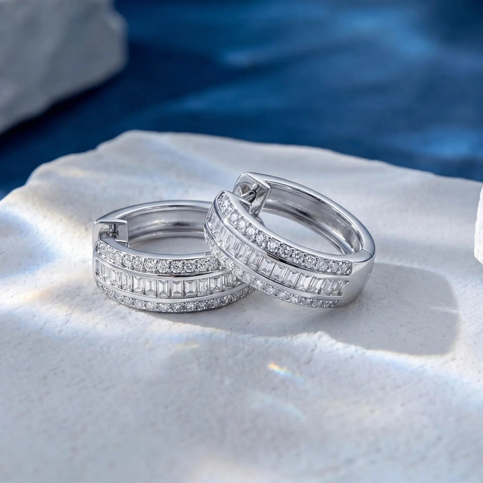 Emerald Moissanite Hoops