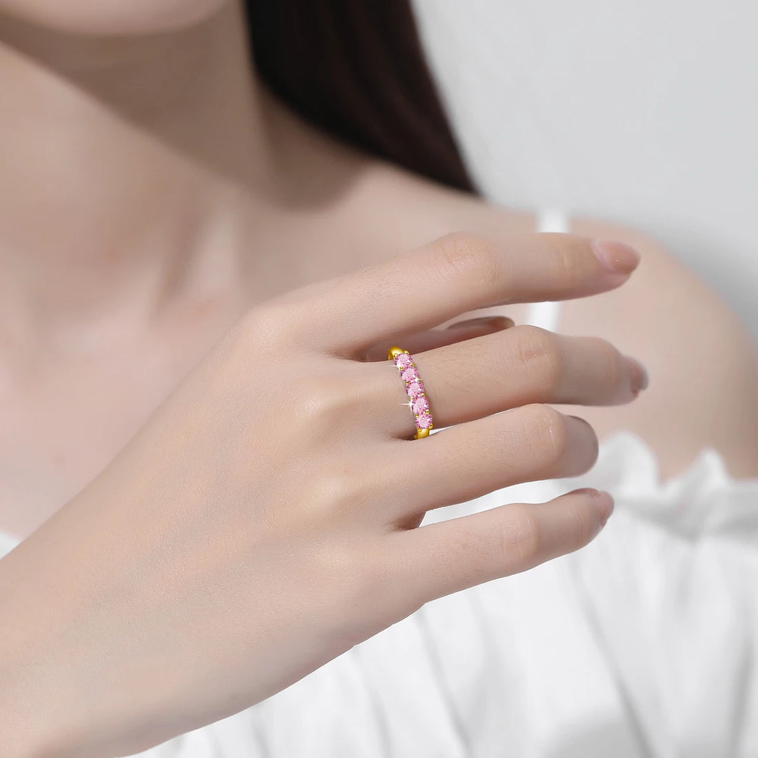 Pink Moissanite Ring