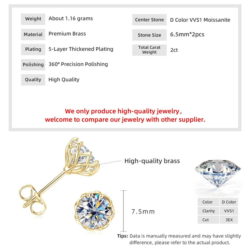Flower Moissanite Earrings