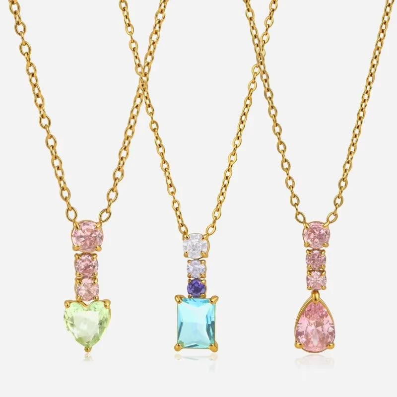 Colorful Heart Pendant Necklace