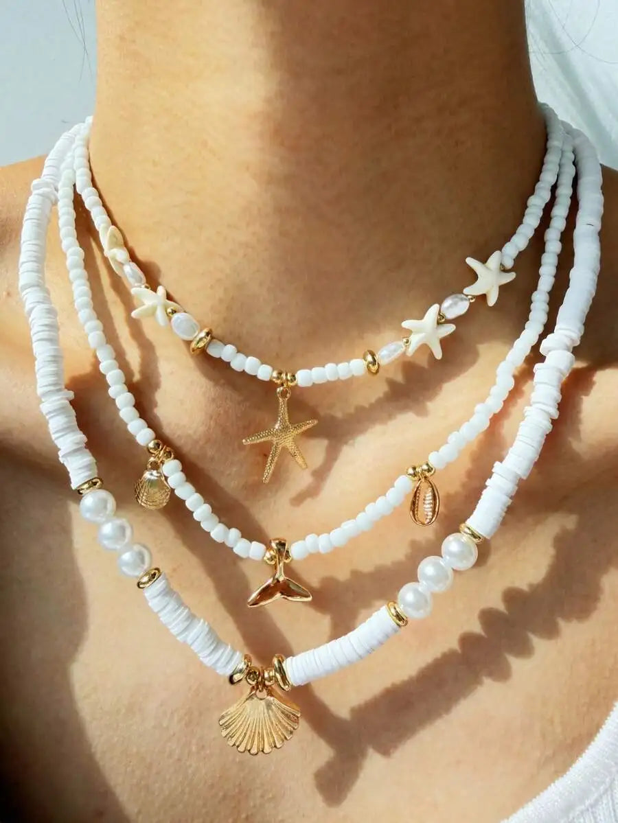 Shell Starfish Necklace Set