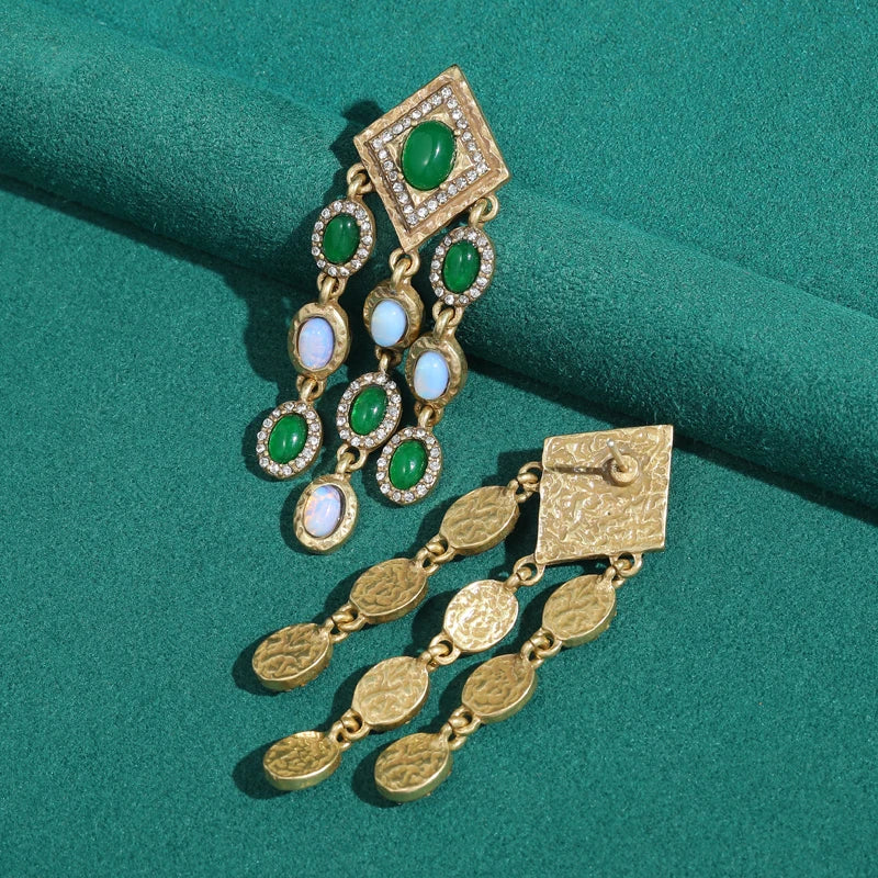 Green Tassel Earrings