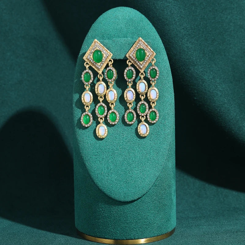 Green Tassel Earrings