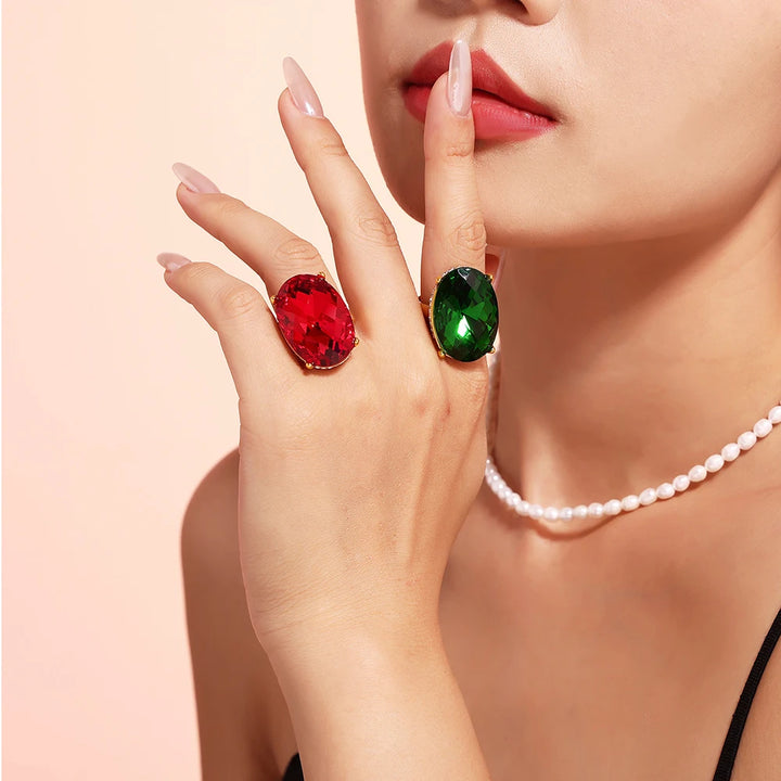 Oval Crystal Ring