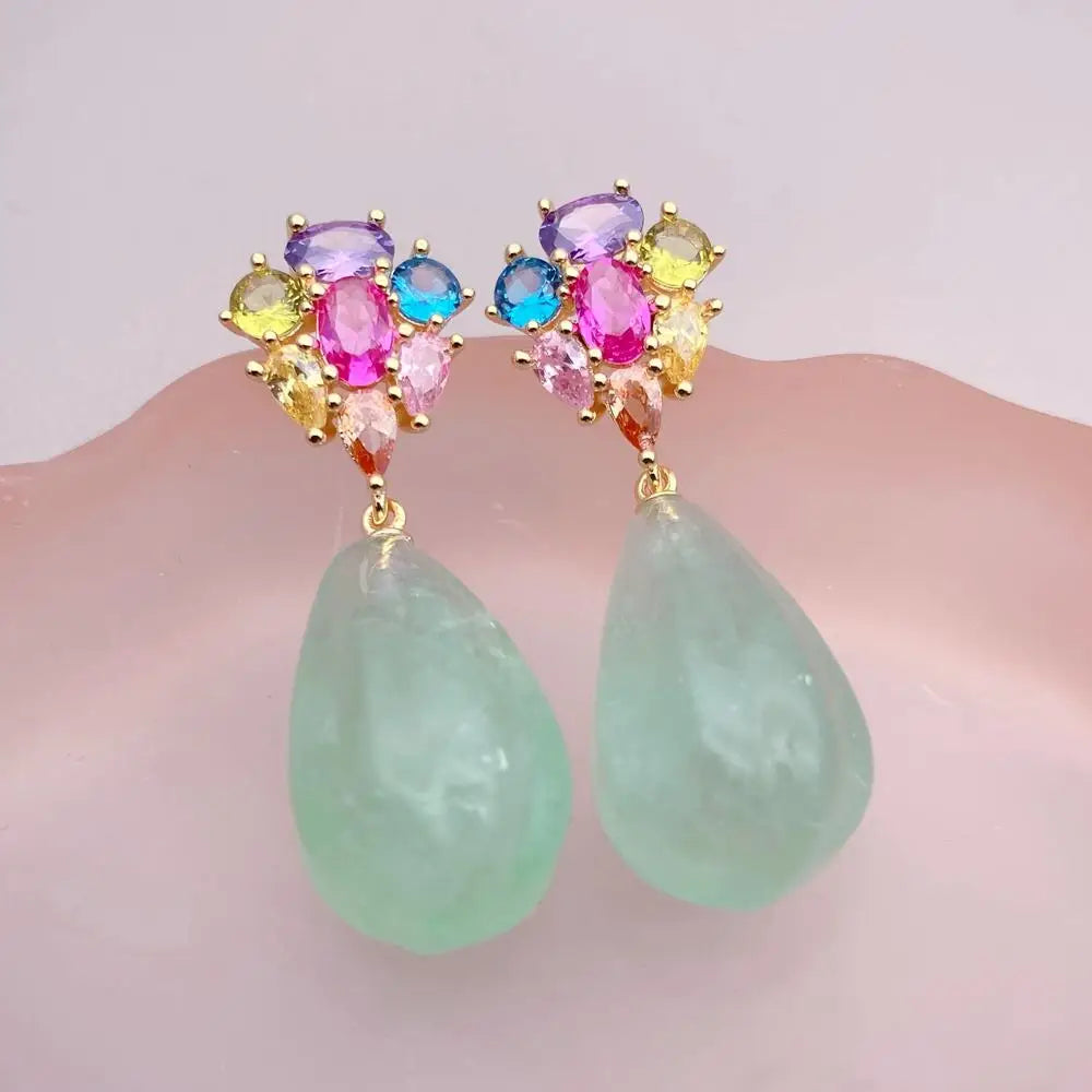 Fluorite Dangle Earrings