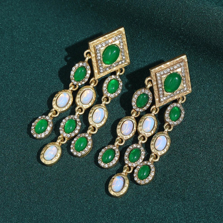 Green Tassel Earrings