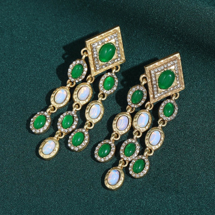 Green Tassel Earrings