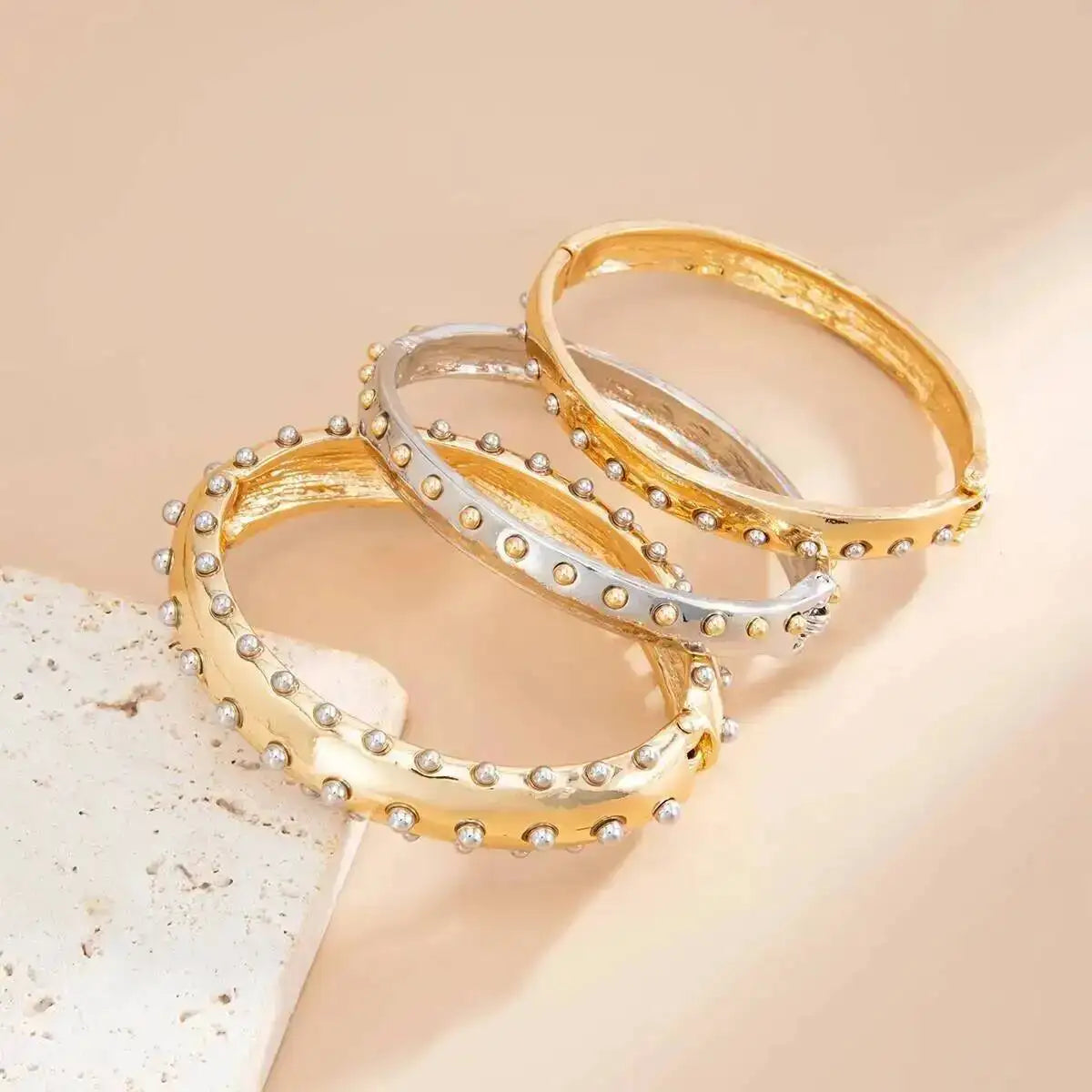 Layered Geometric Bracelet Set