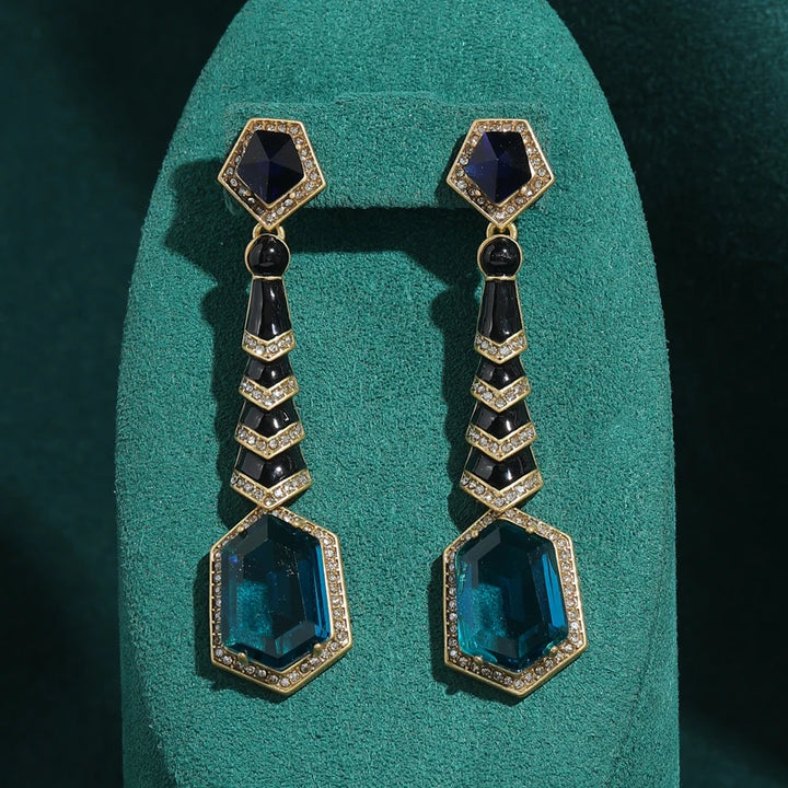 Blue Crystal Drop Earrings