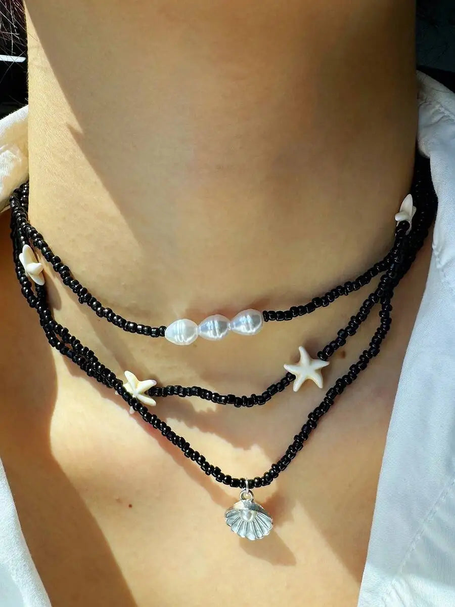 Shell Starfish Necklace Set