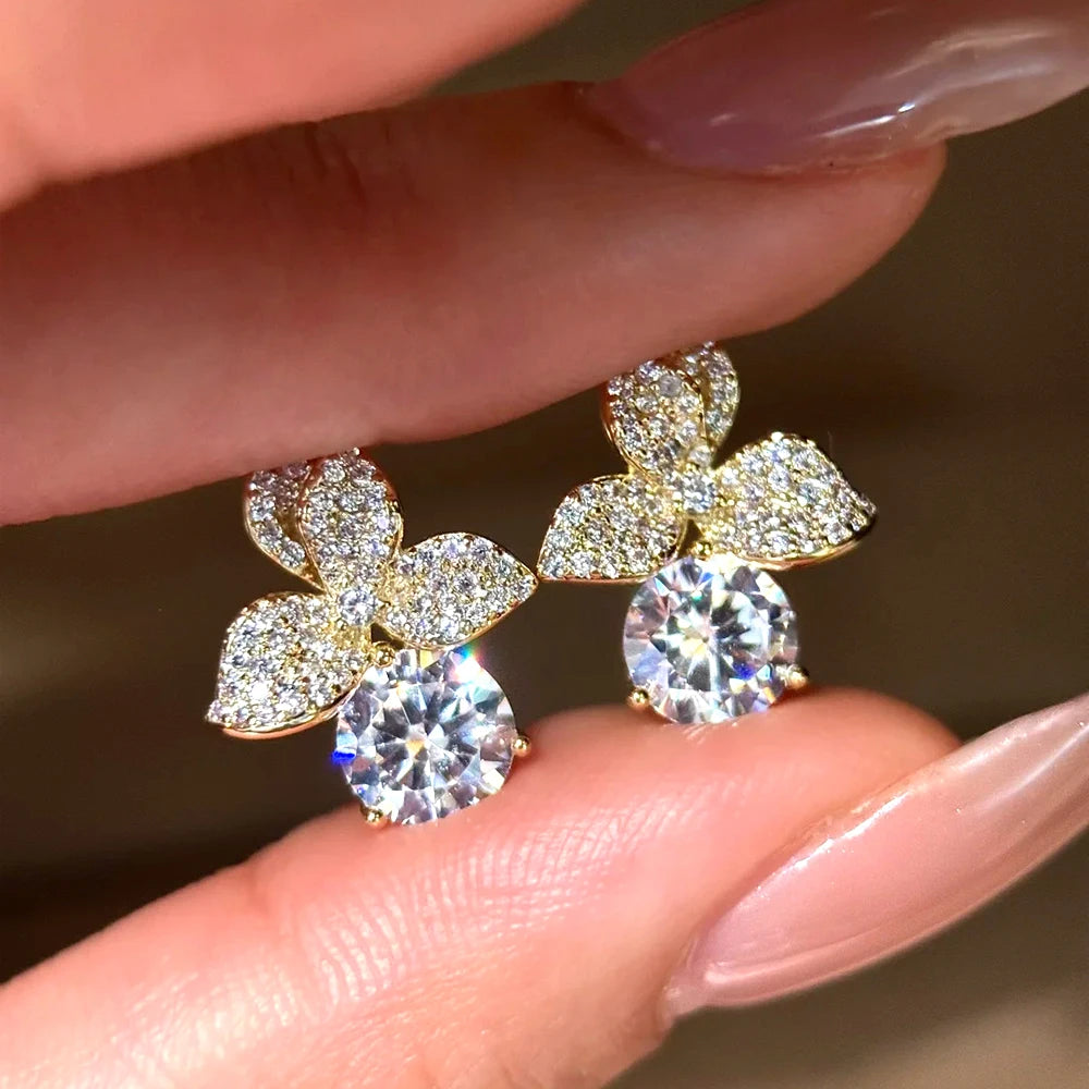 Flower Moissanite Studs